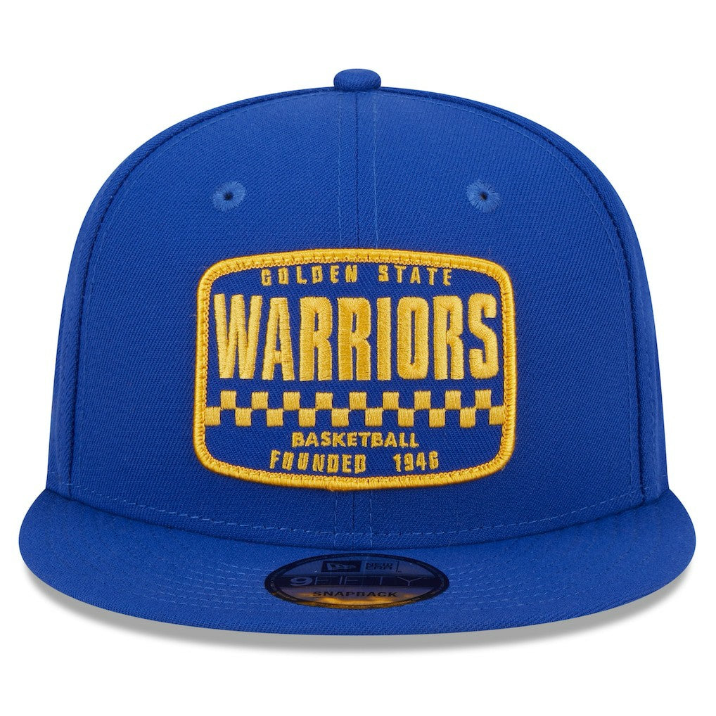 Royal Golden State Warriors Rally Drive Finish Line Patch 9FIFTY Snapback Hat sale | NBA