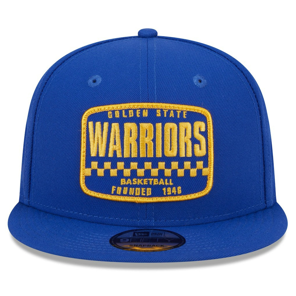 Royal Golden State Warriors Rally Drive Finish Line Patch 9FIFTY Snapback Hat sale | NBA