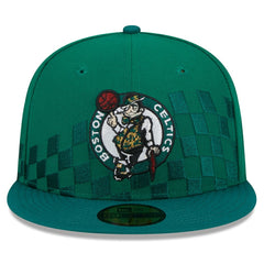 Kelly Green Boston Celtics Rally Drive Checkerboard 59FIFTY Crown Fitted Hat | NBA