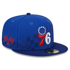 Royal Philadelphia 76ers Rally Drive Checkerboard 59FIFTY Crown Fitted Hat | NBA