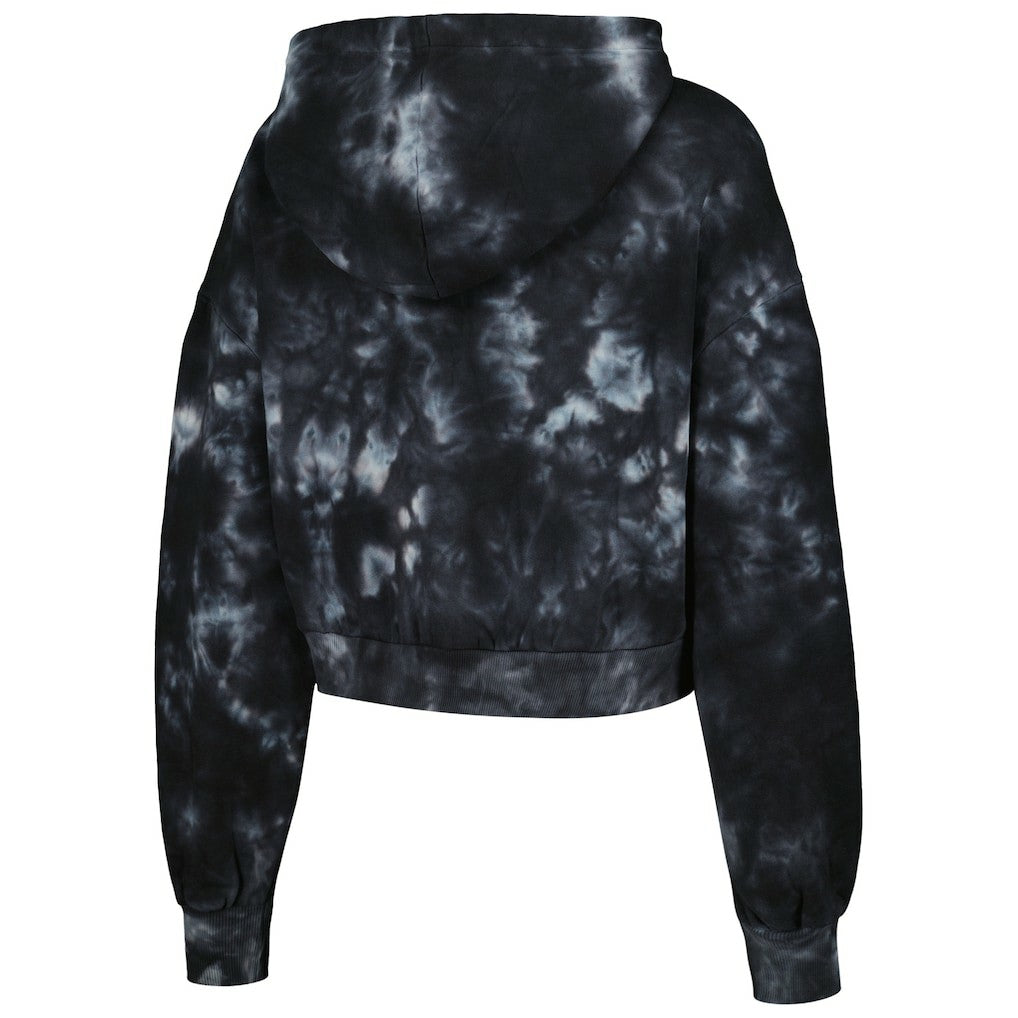 Black Chicago Bulls The Wild Collective Women's Tie-Dye Cropped Pullover Hoodie | NBA