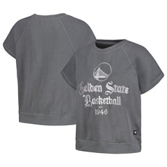 Gray Golden State Warriors The Wild Collective Women's Embroidered Fleece Raglan Short Sleeve Pullover Sweatshirt sale | NBA