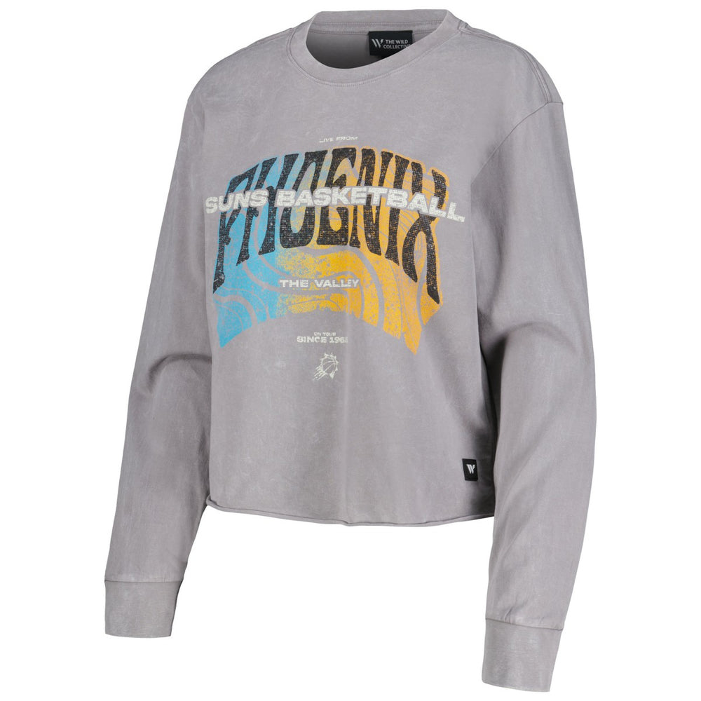 Gray Phoenix Suns The Wild Collective Women's Band Cropped Long Sleeve T-Shirt | NBA