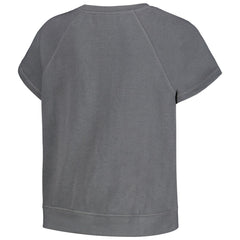 Gray Los Angeles Lakers The Wild Collective Women's Embroidered Fleece Raglan Short Sleeve Pullover Sweatshirt | NBA