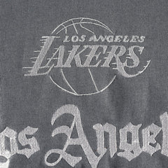 Gray Los Angeles Lakers The Wild Collective Women's Embroidered Fleece Raglan Short Sleeve Pullover Sweatshirt | NBA