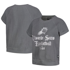 Gray Phoenix Suns The Wild Collective Women's Embroidered Fleece Raglan Short Sleeve Pullover Sweatshirt | NBA