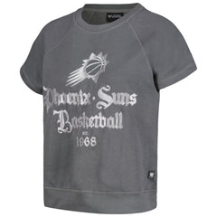 Gray Phoenix Suns The Wild Collective Women's Embroidered Fleece Raglan Short Sleeve Pullover Sweatshirt | NBA