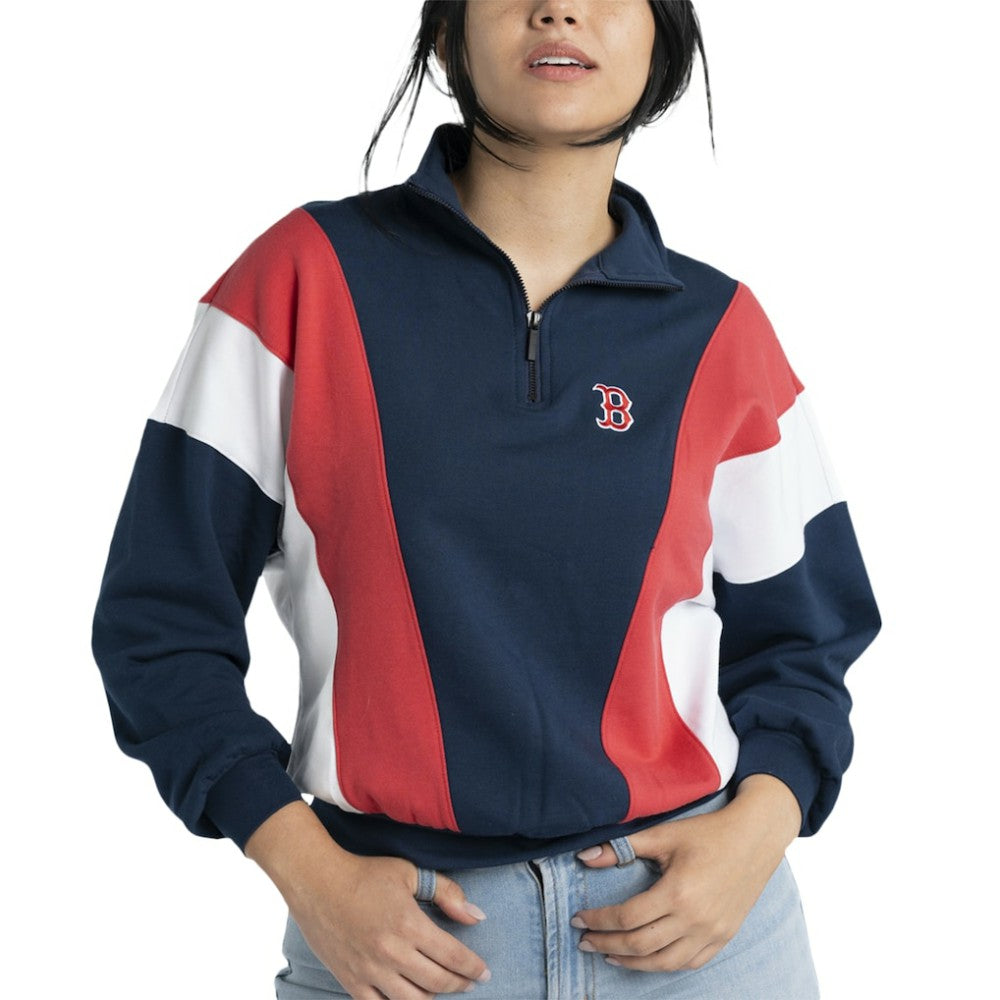 Boston Red Sox Lusso Women's Malia Quarter-Zip Sweatshirt - MLB Sweatshirts
