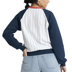 Atlanta Braves Lusso Women's Mack Fleece V-Neck Pullover Top - MLB Pullover