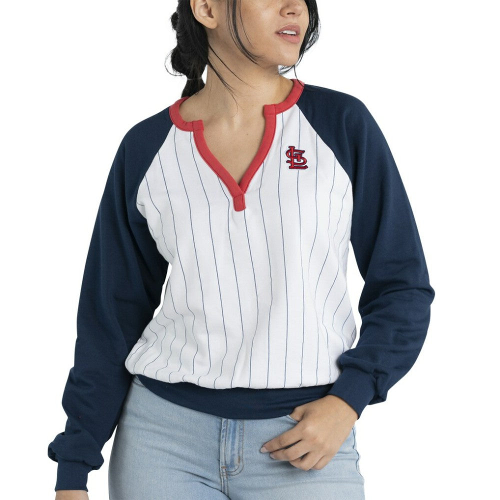 St. Louis Cardinals Lusso Women's Mack Fleece V-Neck Pullover Top - MLB Pullover