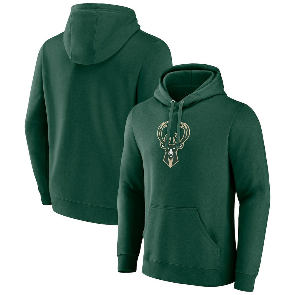 Hunter Green Milwaukee Bucks Primary Logo Pullover Hoodie | NBA