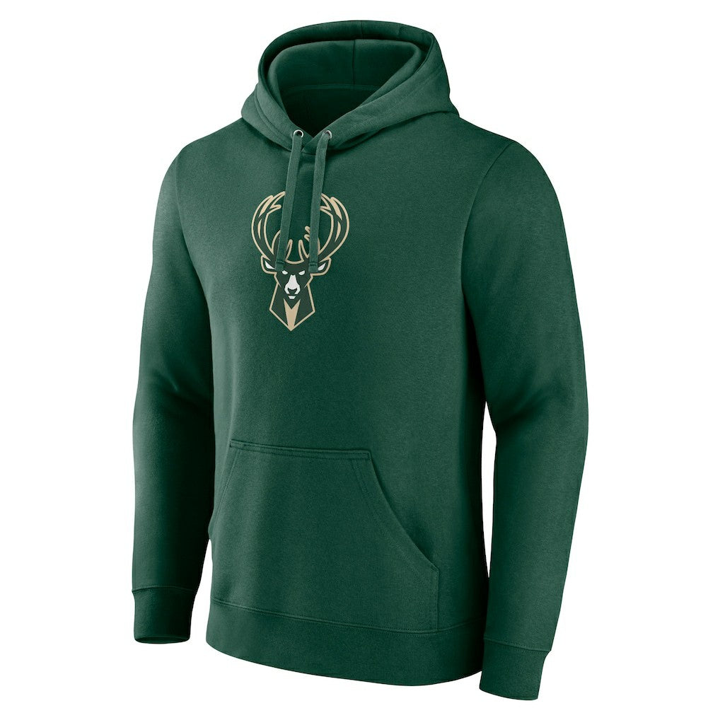 Hunter Green Milwaukee Bucks Primary Logo Pullover Hoodie | NBA