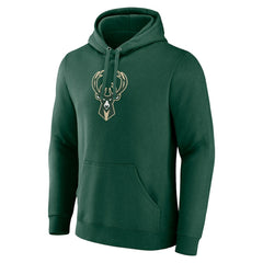 Hunter Green Milwaukee Bucks Primary Logo Pullover Hoodie | NBA