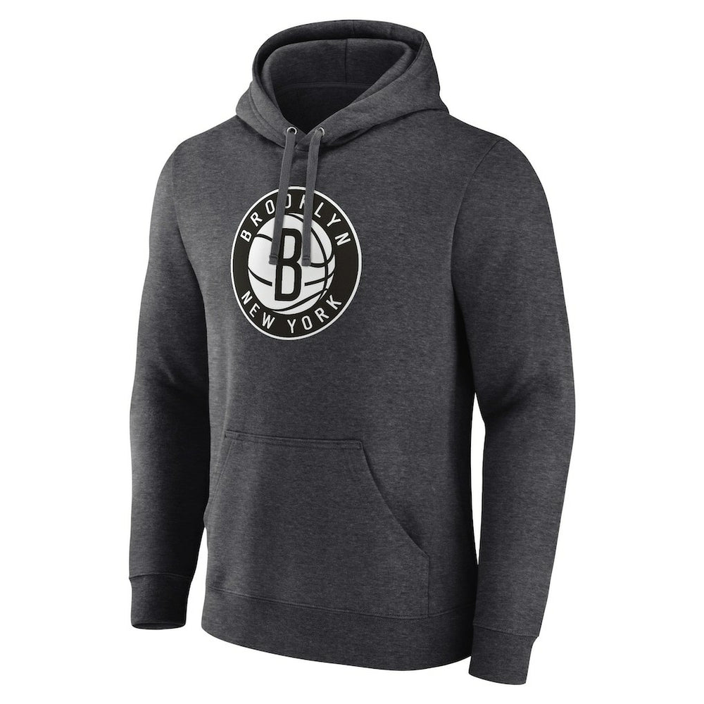 Heather Charcoal Brooklyn Nets Primary Logo Pullover Hoodie | NBA