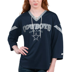 Dallas Cowboys Starter Women's Rally Lace-Up 3/4-Sleeve T-Shirt | NFL US