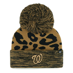 Washington Nationals '47 Women's Leopard Rosette Cuffed Knit Hat with Pom - MLB Hats