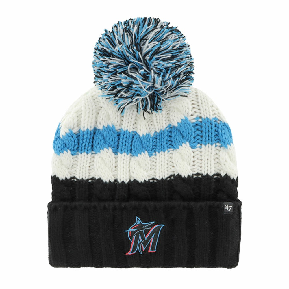 Miami Marlins '47 Women's Ashfield Cuffed Knit Hat with Pom - MLB Hats