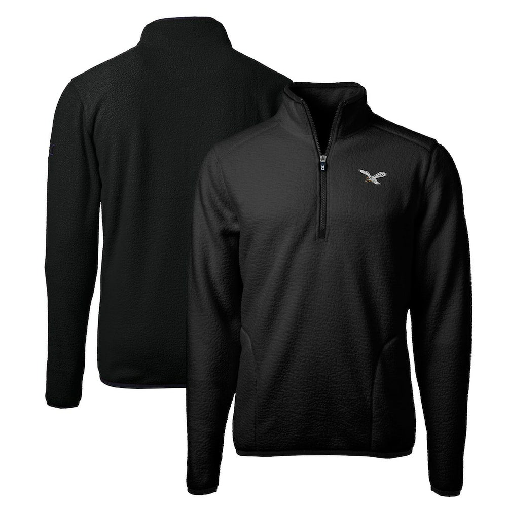 Philadelphia Eagles Cutter & Buck Gridiron Classics Big & Tall Cascade Eco Sherpa Fleece Quarter-Zip Pullover Jacket | NFL US