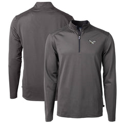 Philadelphia Eagles Cutter & Buck Gridiron Classics Big & Tall Virtue Eco Pique Micro Stripe Recycled Quarter-Zip Pullover Top | NFL New