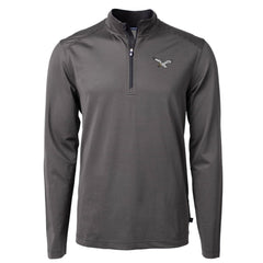 Philadelphia Eagles Cutter & Buck Gridiron Classics Big & Tall Virtue Eco Pique Micro Stripe Recycled Quarter-Zip Pullover Top | NFL New