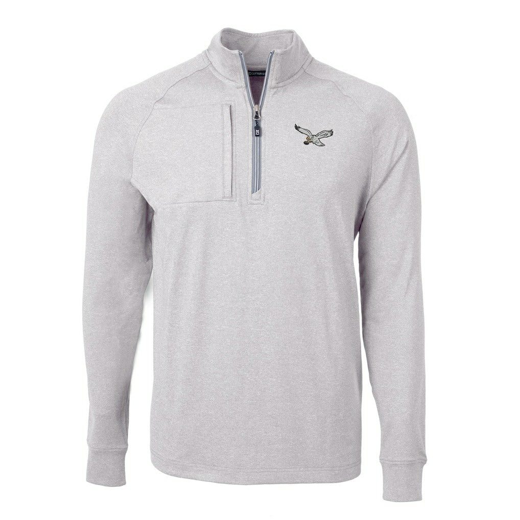 Philadelphia Eagles Cutter & Buck Gridiron Classics Big & Tall Adapt Eco Knit Heather Quarter-Zip Pullover Top | NFL New