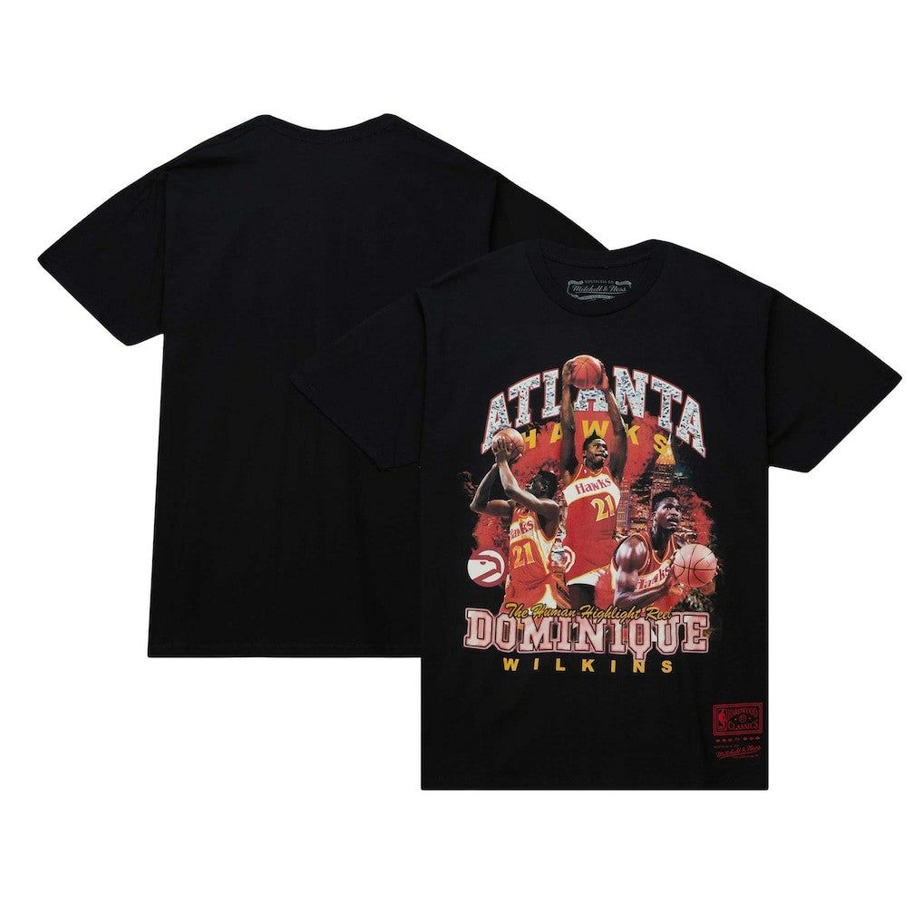 Black Dominique Wilkins Atlanta Hawks Hardwood Classics Bling Concert Player T-Shirt | NBA