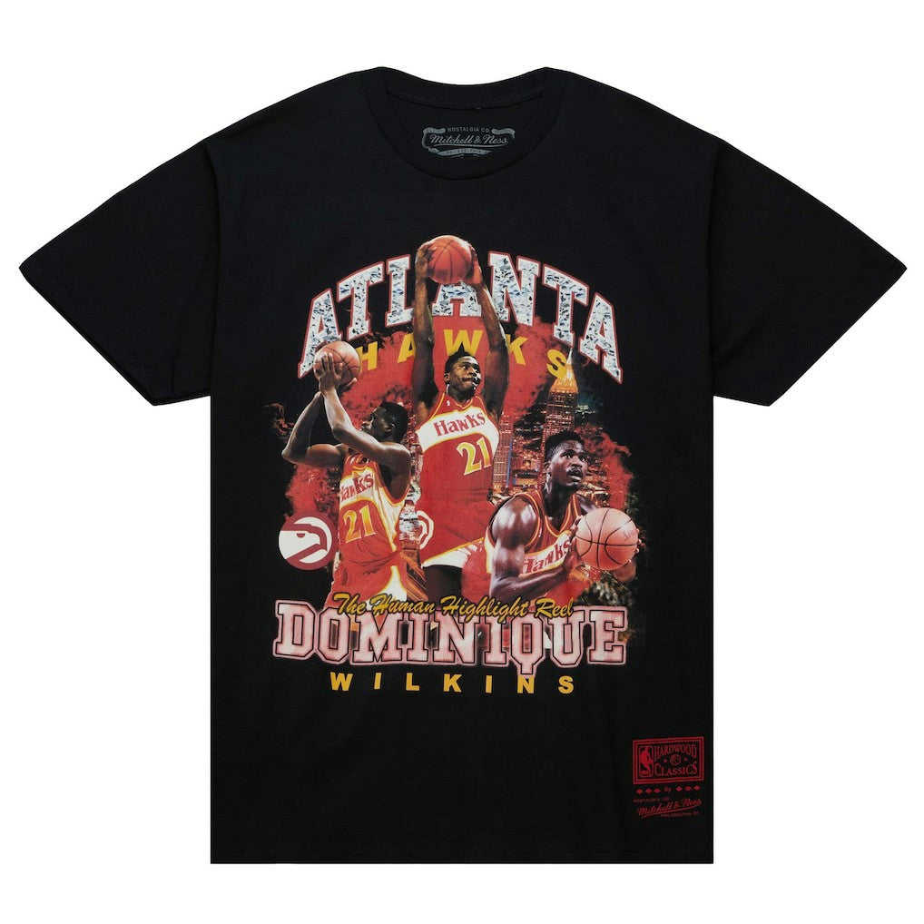 Black Dominique Wilkins Atlanta Hawks Hardwood Classics Bling Concert Player T-Shirt | NBA