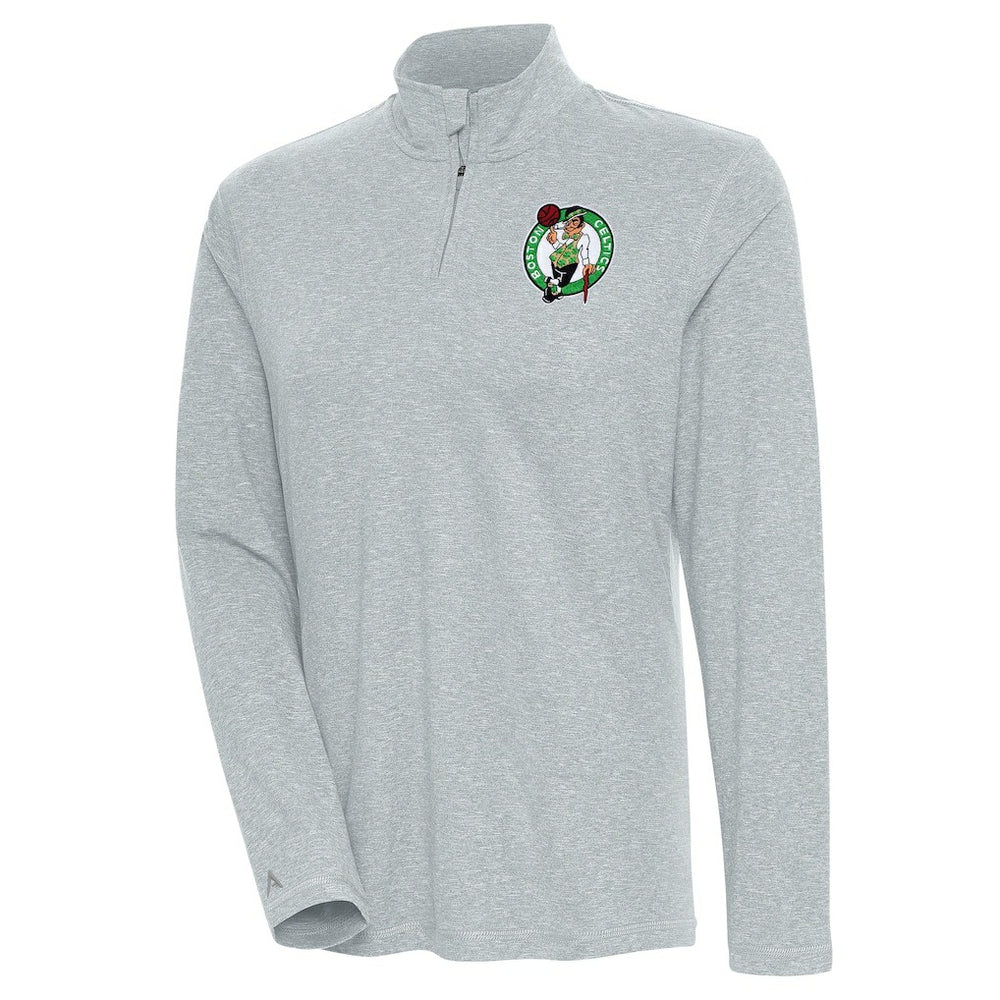 Heather Gray Boston Celtics Antigua Women's Confront Quarter-Zip Pullover Top | NBA