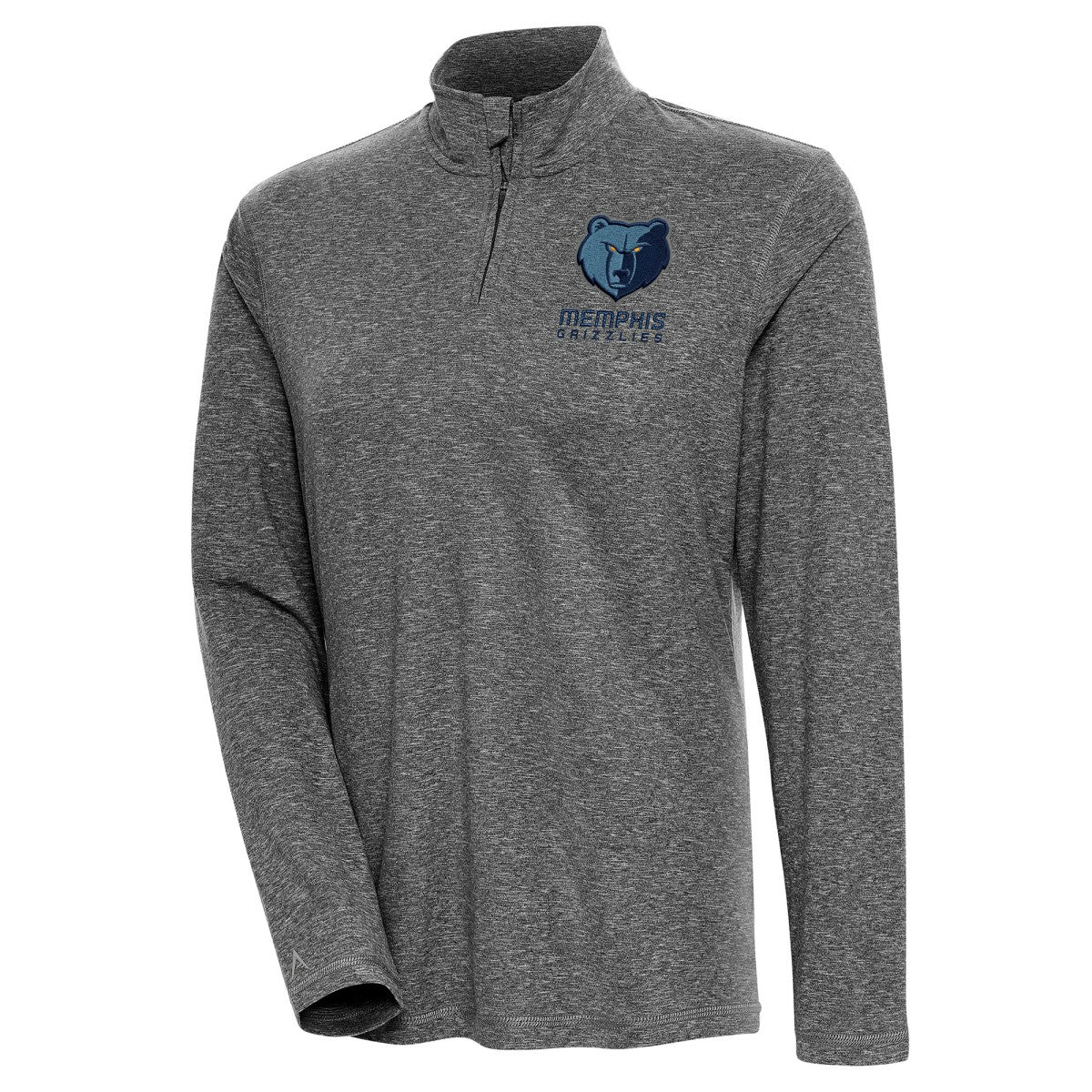 Heather Black Memphis Grizzlies Antigua Women's Confront Quarter-Zip Pullover Top | NBA