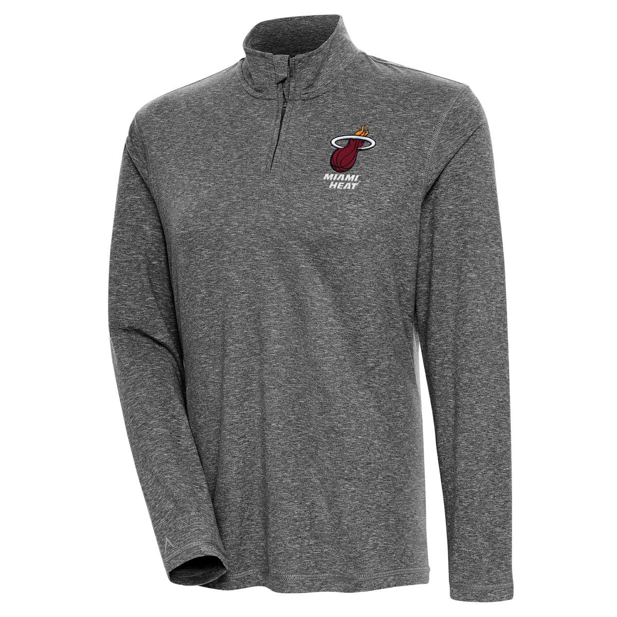 Heather Black Miami Heat Antigua Women's Confront Quarter-Zip Pullover Top | NBA