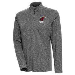 Heather Black Miami Heat Antigua Women's Confront Quarter-Zip Pullover Top | NBA
