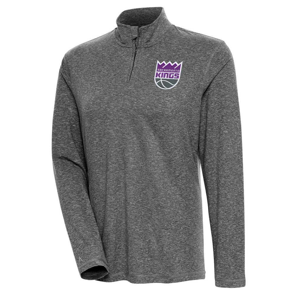 Heather Black Sacramento Kings Antigua Women's Confront Quarter-Zip Pullover Top | NBA