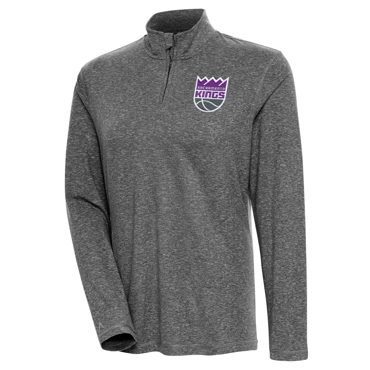 Heather Black Sacramento Kings Antigua Women's Confront Quarter-Zip Pullover Top | NBA