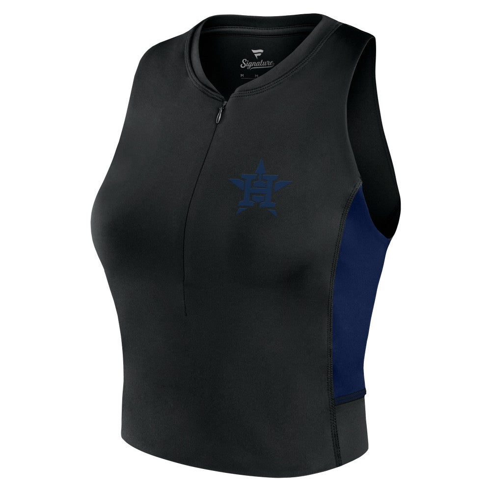 Houston Astros Fanatics Women's Studio Half-Zip Fitted Gym Tank Top - MLB Tanks