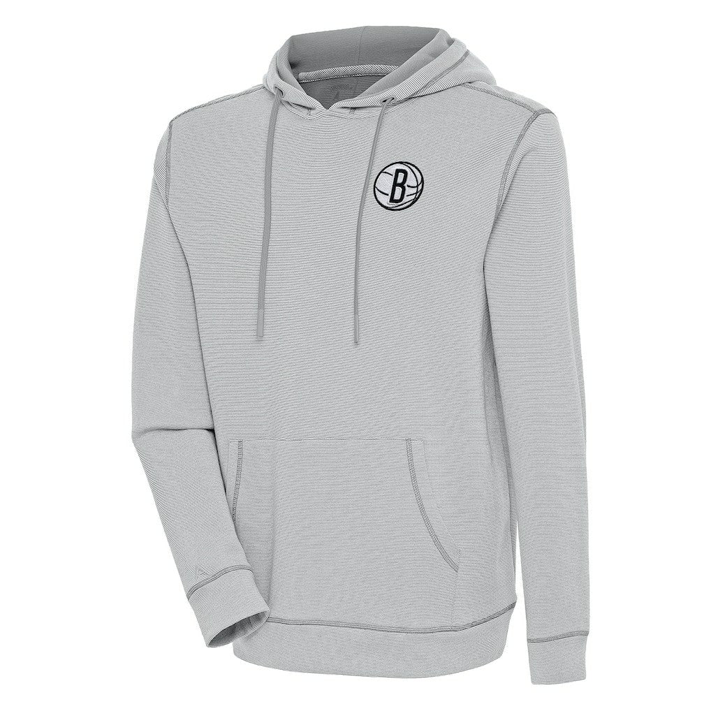 Gray Brooklyn Nets Antigua Axe Bunker Tri-Blend Pullover Hoodie | NBA