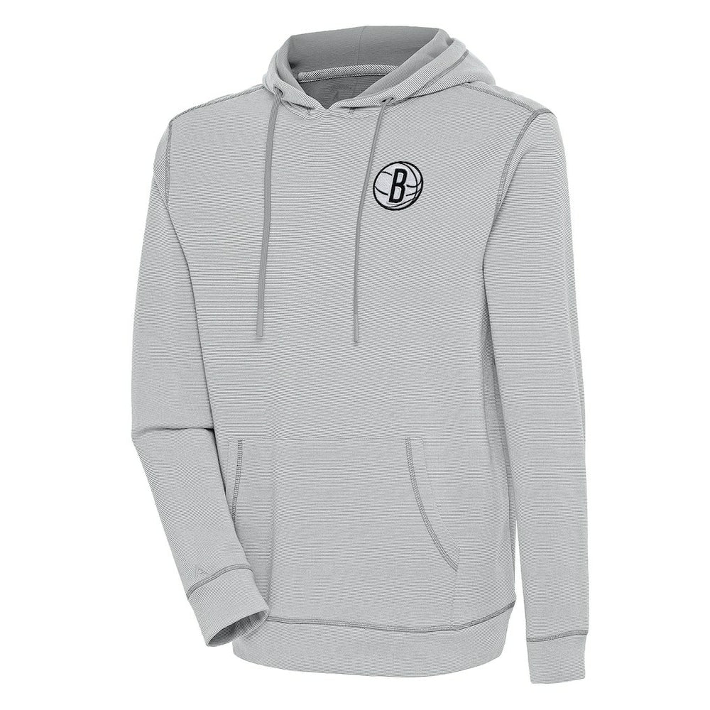 Gray Brooklyn Nets Antigua Axe Bunker Tri-Blend Pullover Hoodie | NBA
