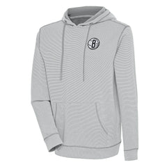 Gray Brooklyn Nets Antigua Axe Bunker Tri-Blend Pullover Hoodie | NBA