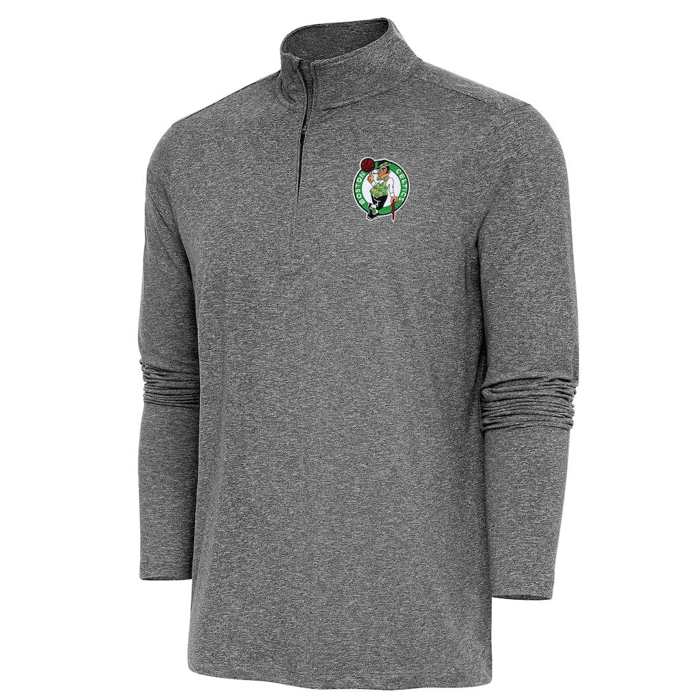 Heather Black Boston Celtics Antigua Hunk Quarter-Zip Pullover Top | NBA