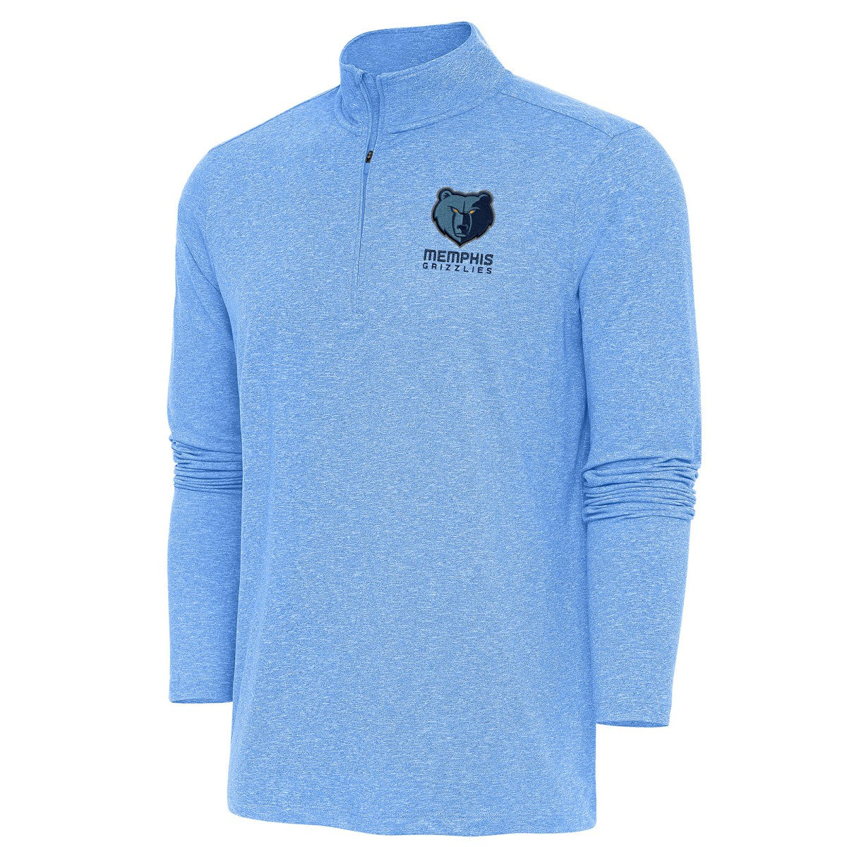 Heather Powder Blue Memphis Grizzlies Antigua Hunk Quarter-Zip Pullover Top | NBA