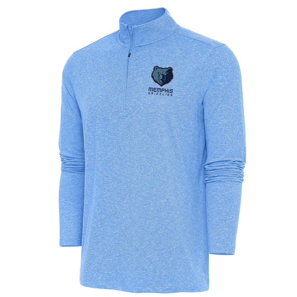 Heather Powder Blue Memphis Grizzlies Antigua Hunk Quarter-Zip Pullover Top | NBA