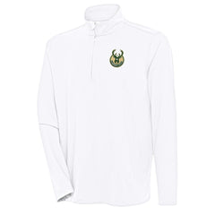 White Milwaukee Bucks Antigua Hunk Quarter-Zip Pullover Top | NBA