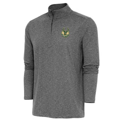 Heather Black Milwaukee Bucks Antigua Hunk Quarter-Zip Pullover Top | NBA