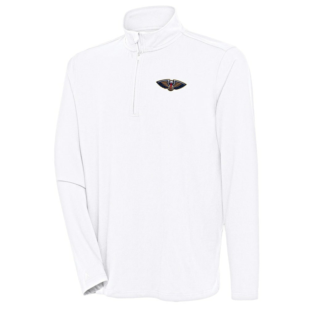 White New Orleans Pelicans Antigua Hunk Quarter-Zip Pullover Top | NBA