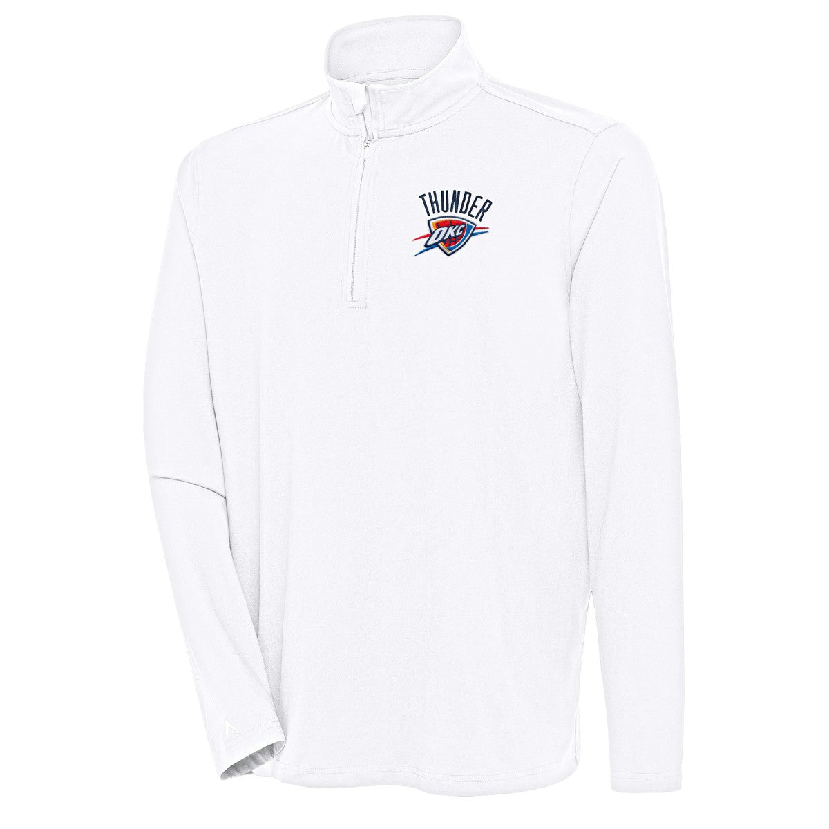 White Oklahoma City Thunder Antigua Hunk Quarter-Zip Pullover Top | NBA