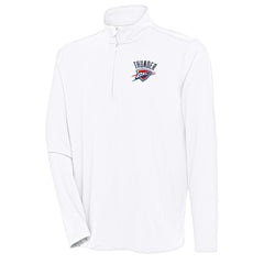 White Oklahoma City Thunder Antigua Hunk Quarter-Zip Pullover Top | NBA