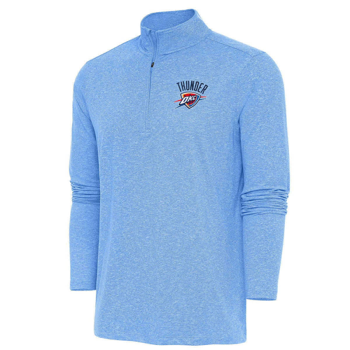 Heather Powder Blue Oklahoma City Thunder Antigua Hunk Quarter-Zip Pullover Top | NBA
