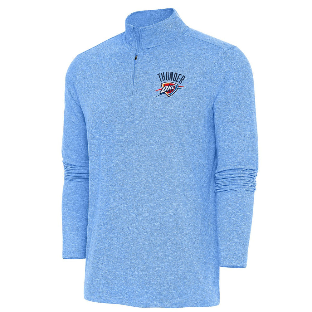 Heather Powder Blue Oklahoma City Thunder Antigua Hunk Quarter-Zip Pullover Top | NBA