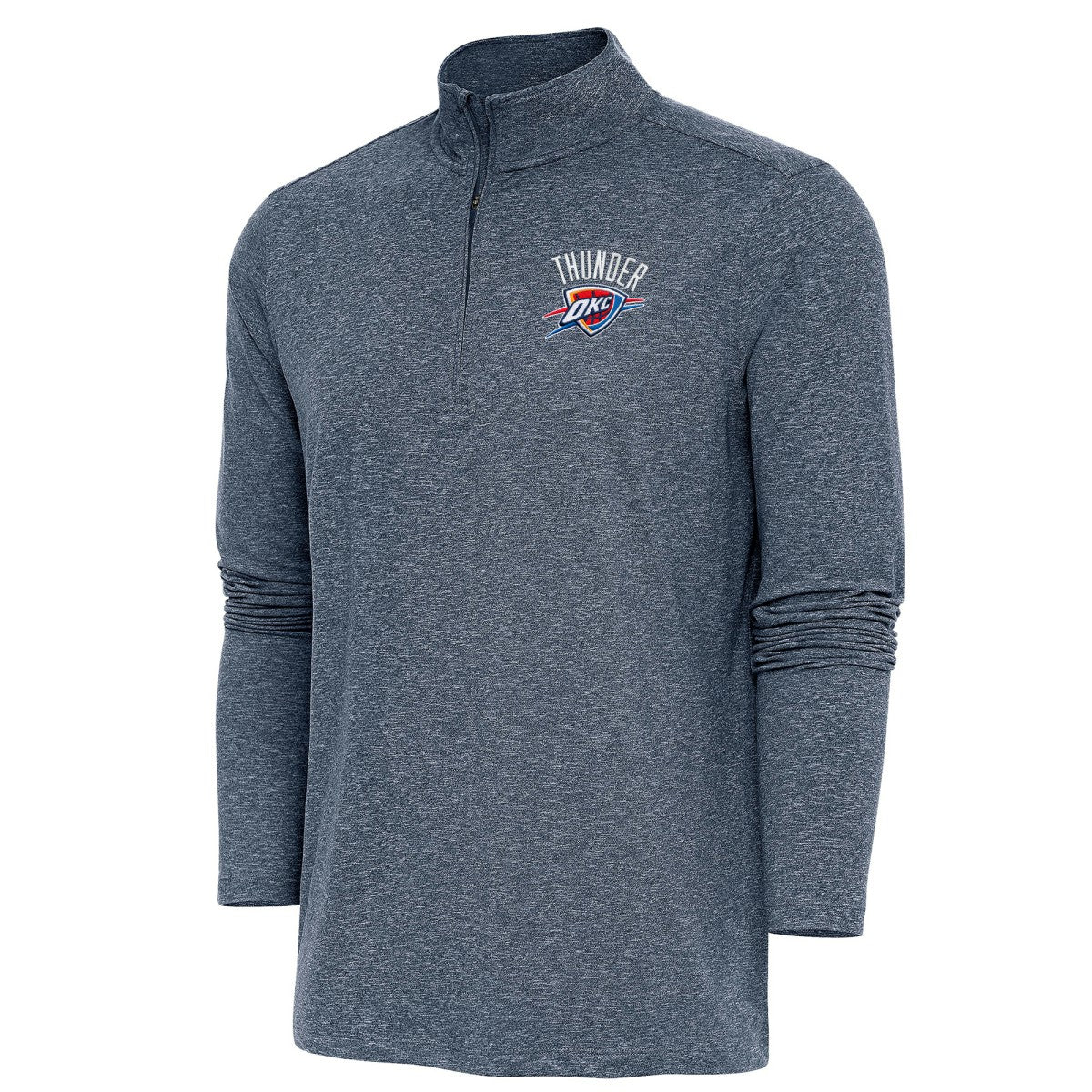 Heather Navy Oklahoma City Thunder Antigua Hunk Quarter-Zip Pullover Top | NBA