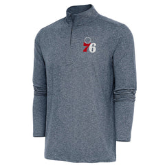 Heather Navy Philadelphia 76ers Antigua Hunk Quarter-Zip Pullover Top | NBA