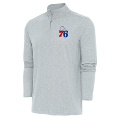 Heather Gray Philadelphia 76ers Antigua Hunk Quarter-Zip Pullover Top | NBA